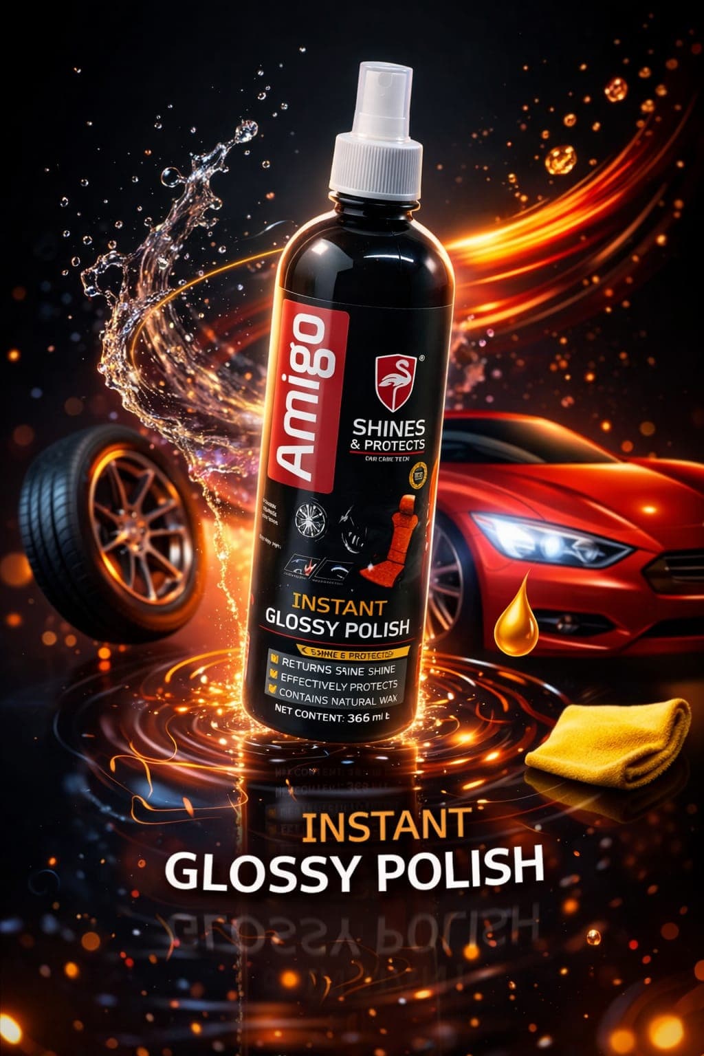 Amigo Instant Glossy Polish 365ml-Ultimate Gloss & Protection For Car