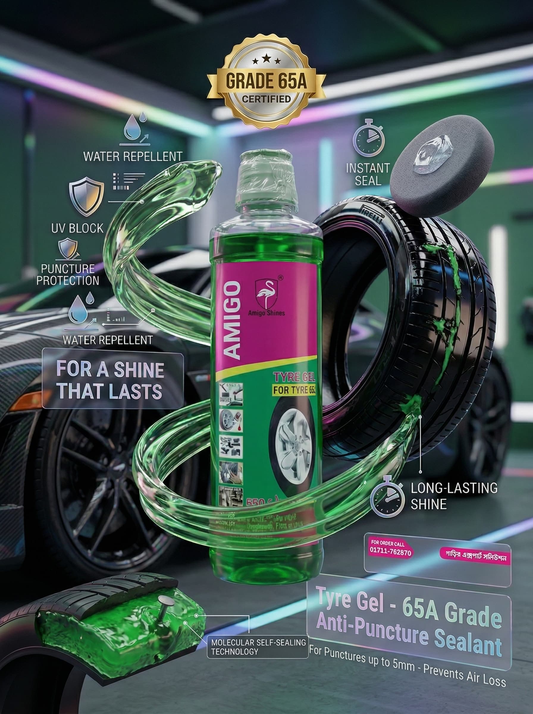 Amigo Tyre Gel – Grade 65A (Anti-Puncture Sealant)